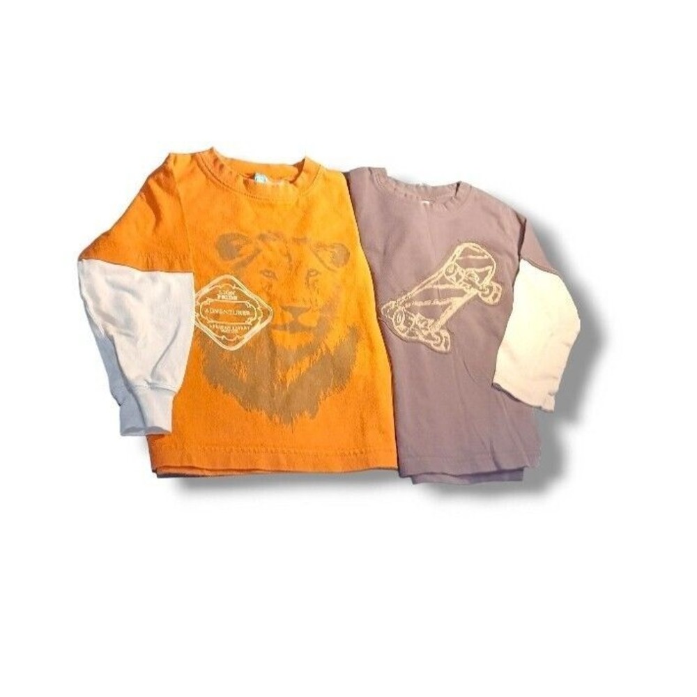 Gymboree Lot Of 2 Boys 3 3T 100% Cotton Long Sleeve Play Shirts Minor Stains PO